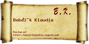 Bebők Klaudia névjegykártya